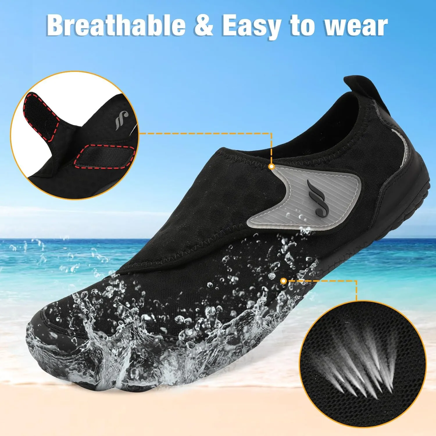 JIASUQI Water Shoes for Men Women Barefoot Swim Beach Shoes Quick Dry Hiking Shoes Sneakers for Adults