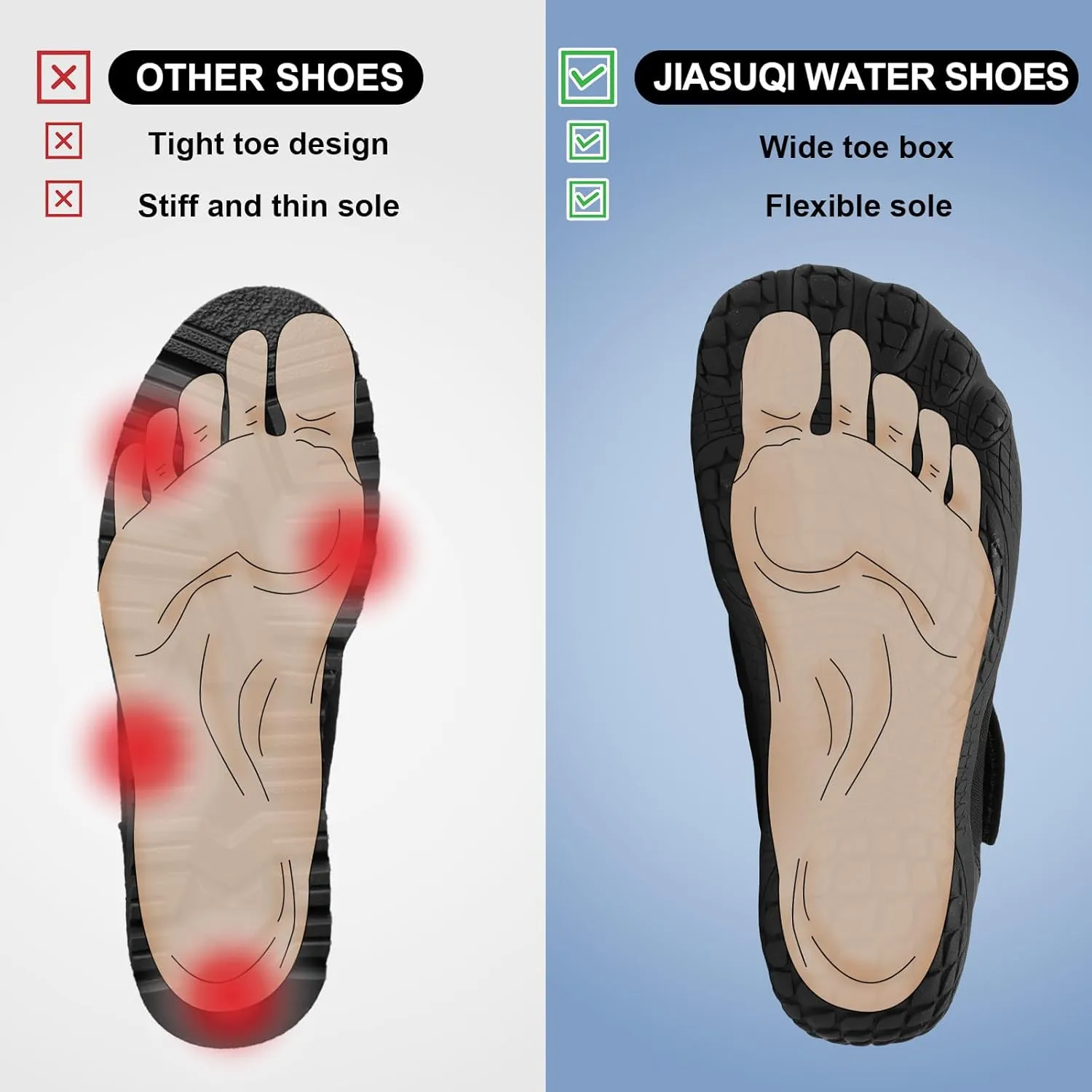 JIASUQI Water Shoes for Men Women Barefoot Swim Beach Shoes Quick Dry Hiking Shoes Sneakers for Adults