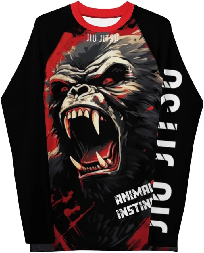 Jiu Jitsu Rash Guard Basic Red Ape - No Gi, BJJ, MMA, Martial Arts, Compression