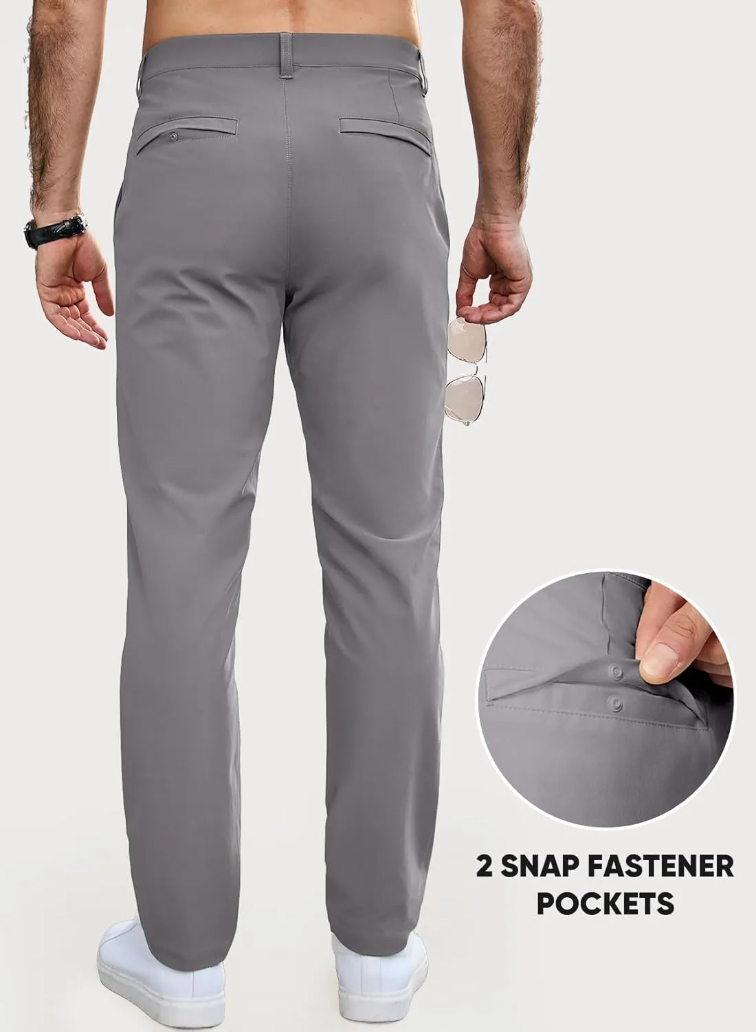JMIERR Mens Chino Pants Casual Stretch Golf Pants Waist Tapered Trousers Lightweight Comfy Pants with Zipper Pockets