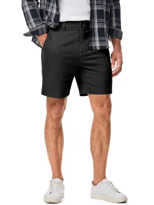 JMIERR Men's Classic-Fit 7" Chino Short Summer Stretch Waist Cotton Twill Casual Dress Shorts with Pockets