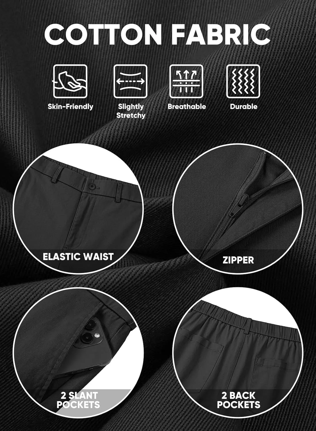 JMIERR Men's Classic-Fit 7" Chino Short Summer Stretch Waist Cotton Twill Casual Dress Shorts with Pockets