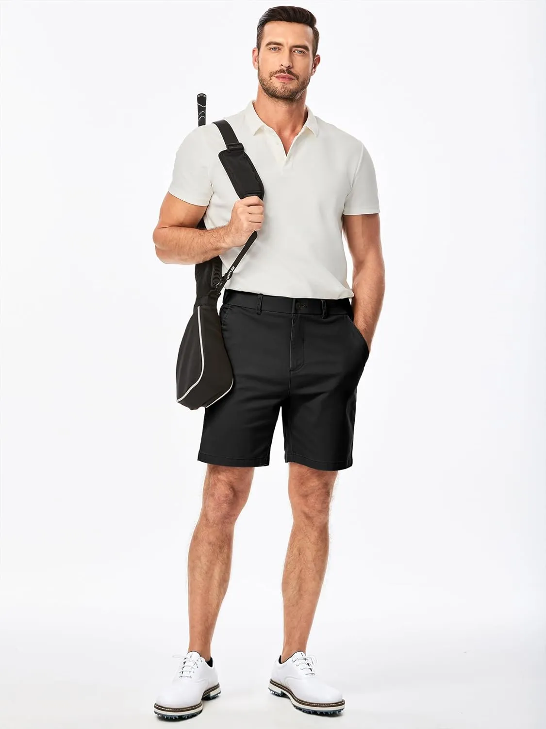 JMIERR Men's Classic-Fit 7" Chino Short Summer Stretch Waist Cotton Twill Casual Dress Shorts with Pockets