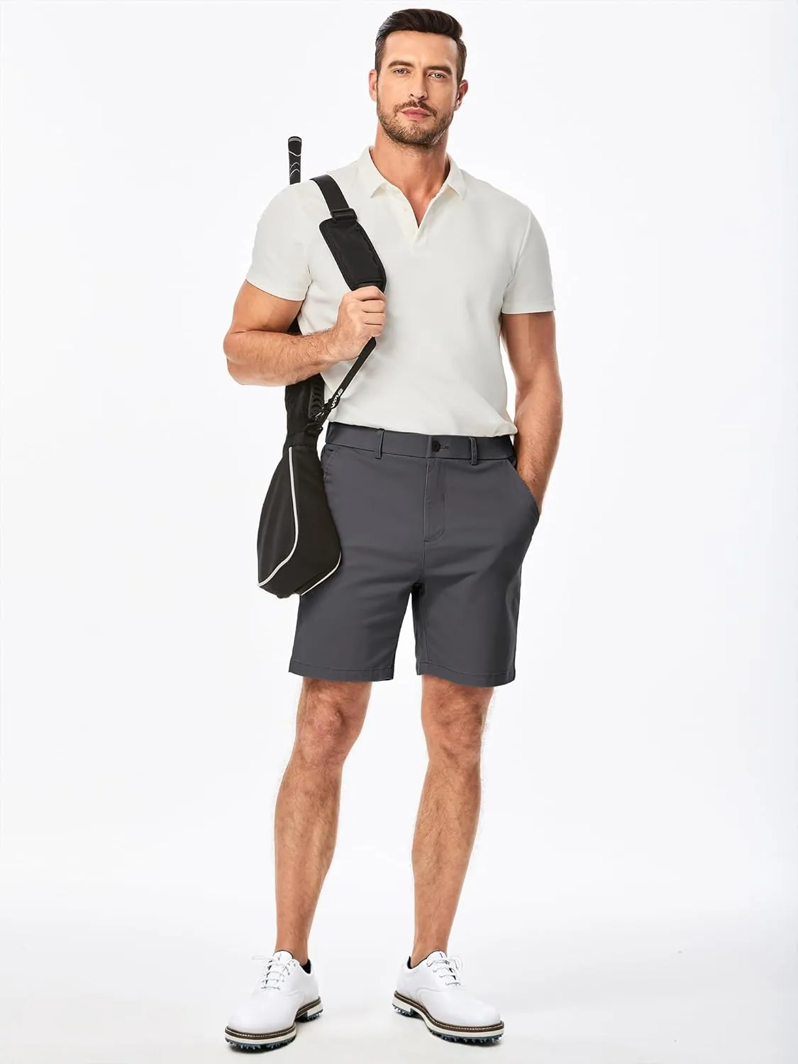JMIERR Men's Classic-Fit 7" Chino Short Summer Stretch Waist Cotton Twill Casual Dress Shorts with Pockets