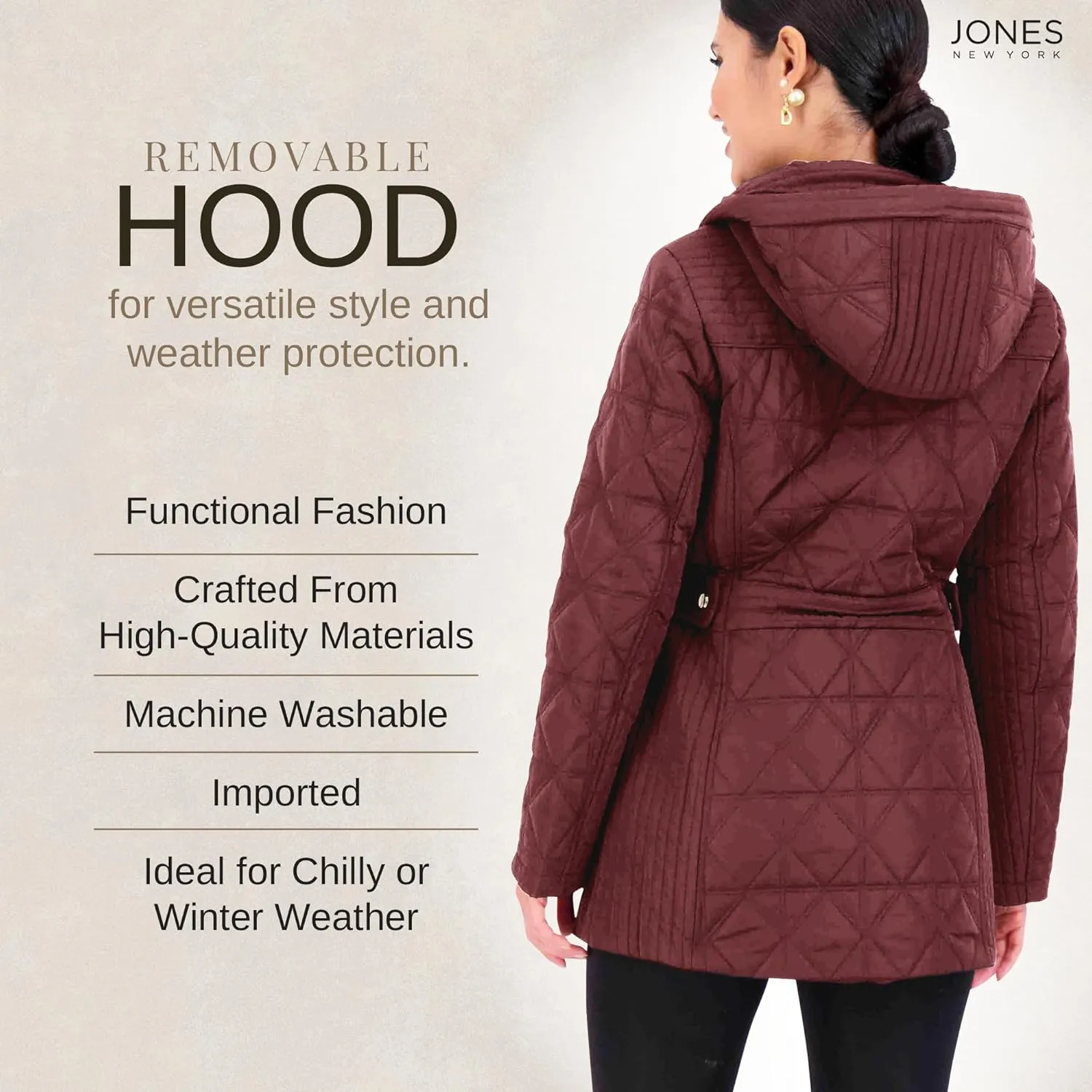 Jones New York Puffer Jacket Womens, Women Jacket Winter, Quilted Jackets for Women
