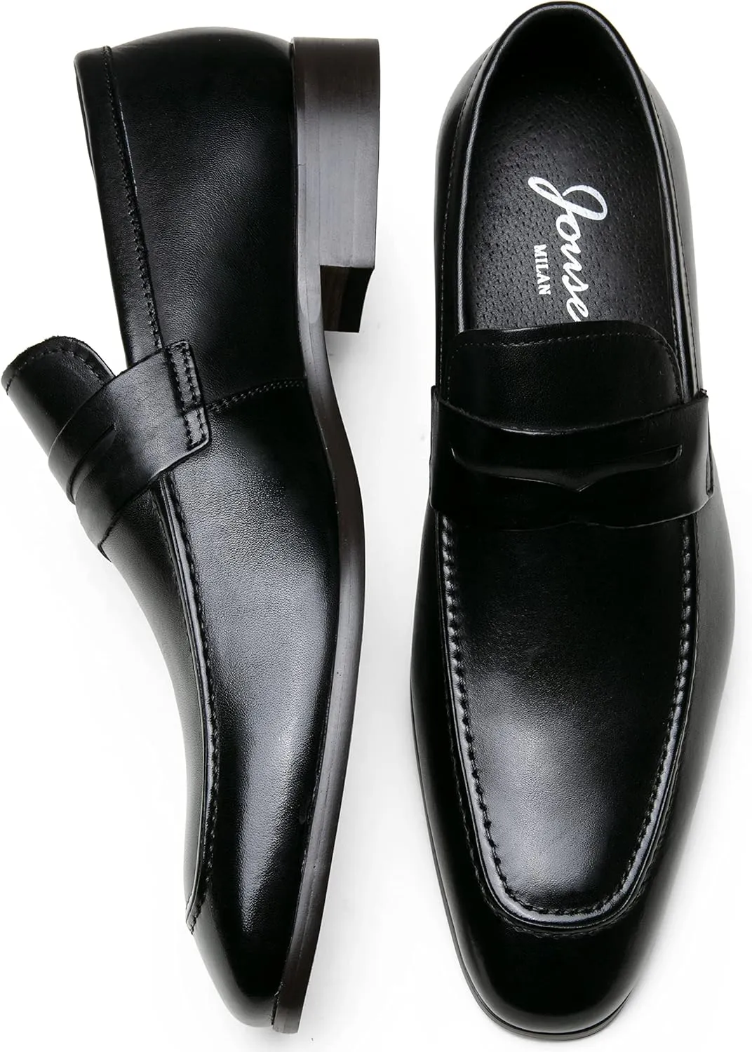 Jouesn Men's Dress Shoes Premium Leather Penny Loafers for Men Slip-On Formal Dress Loafers for Men