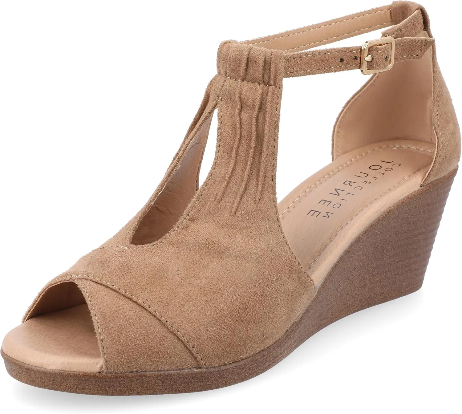 Journee Women's Stacked Wedge Heeled Sandal