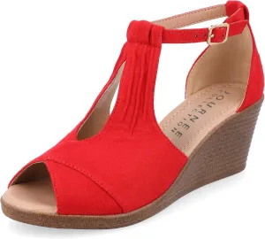 Journee Women's Stacked Wedge Heeled Sandal