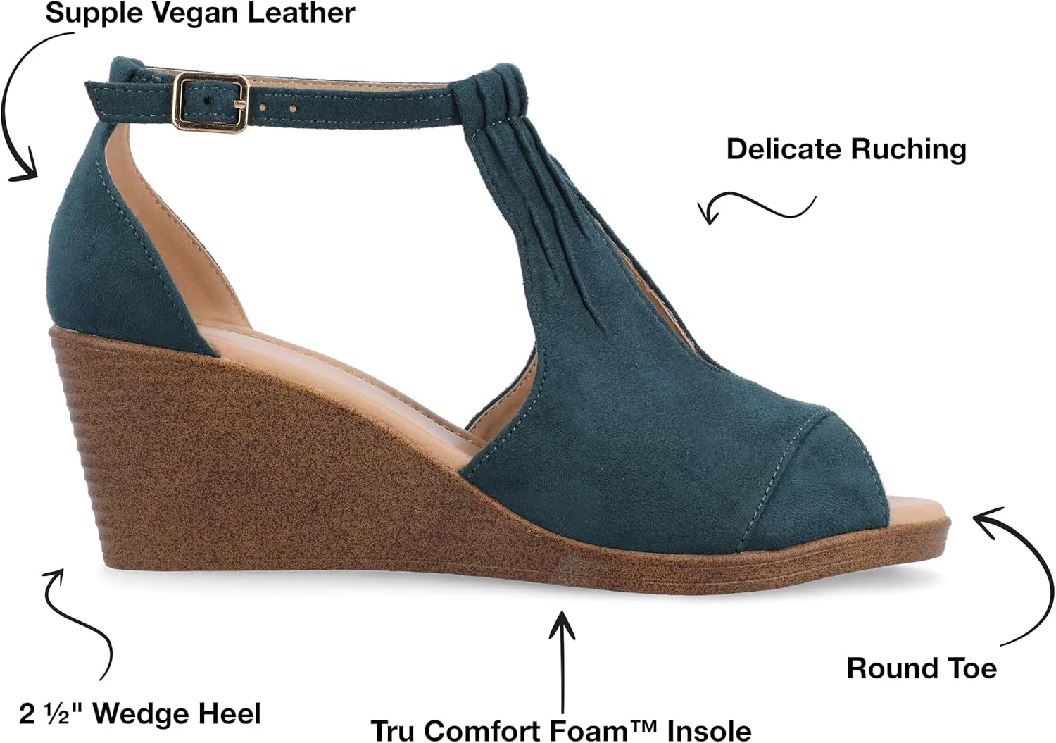 Journee Women's Stacked Wedge Heeled Sandal