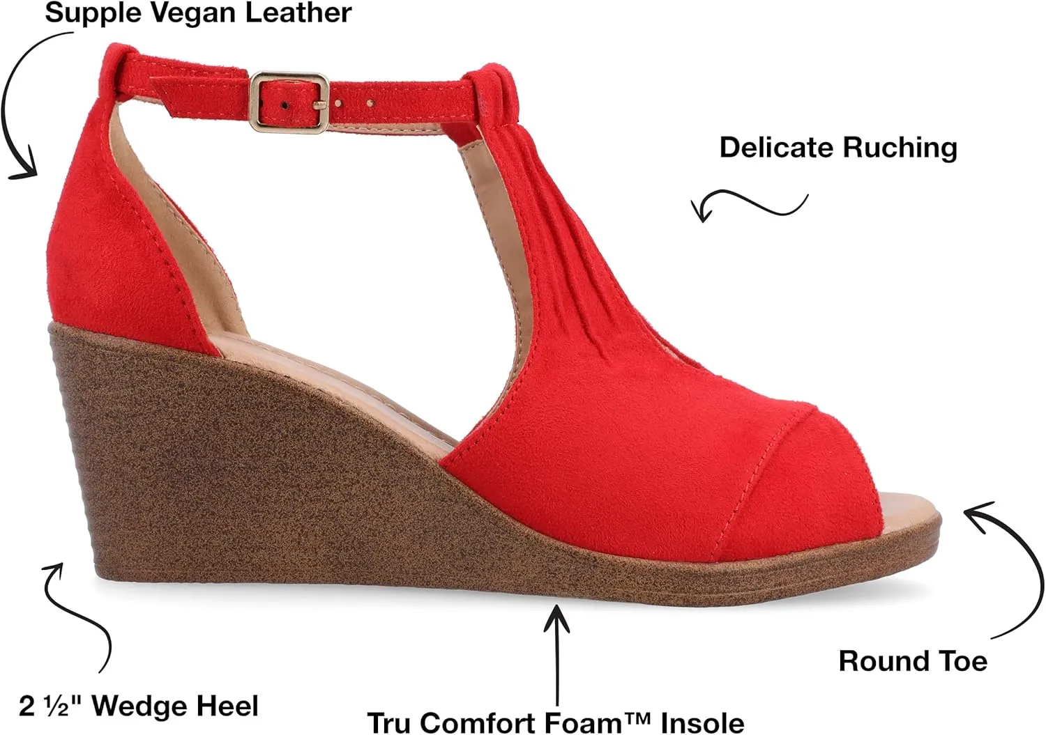 Journee Women's Stacked Wedge Heeled Sandal