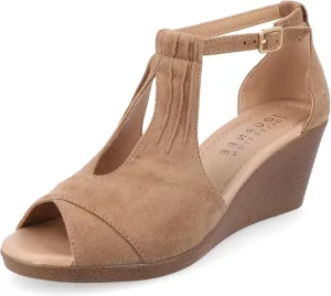 Journee Women's Stacked Wedge Heeled Sandal