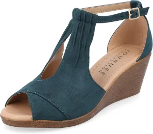 Journee Women's Stacked Wedge Heeled Sandal