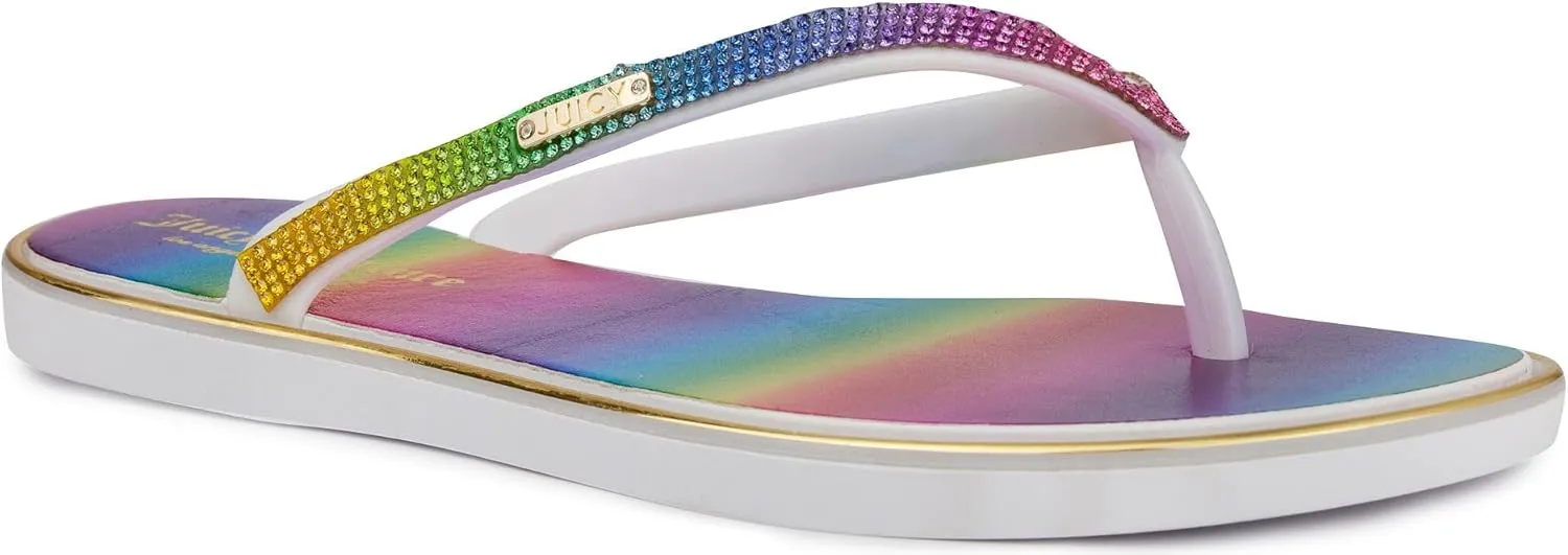 JUICY COUTURE Flip Flops, Soft Lightweight Beach Sandals for Women, Casual Slippers Shower Beach Pool Flat Slides Shoes