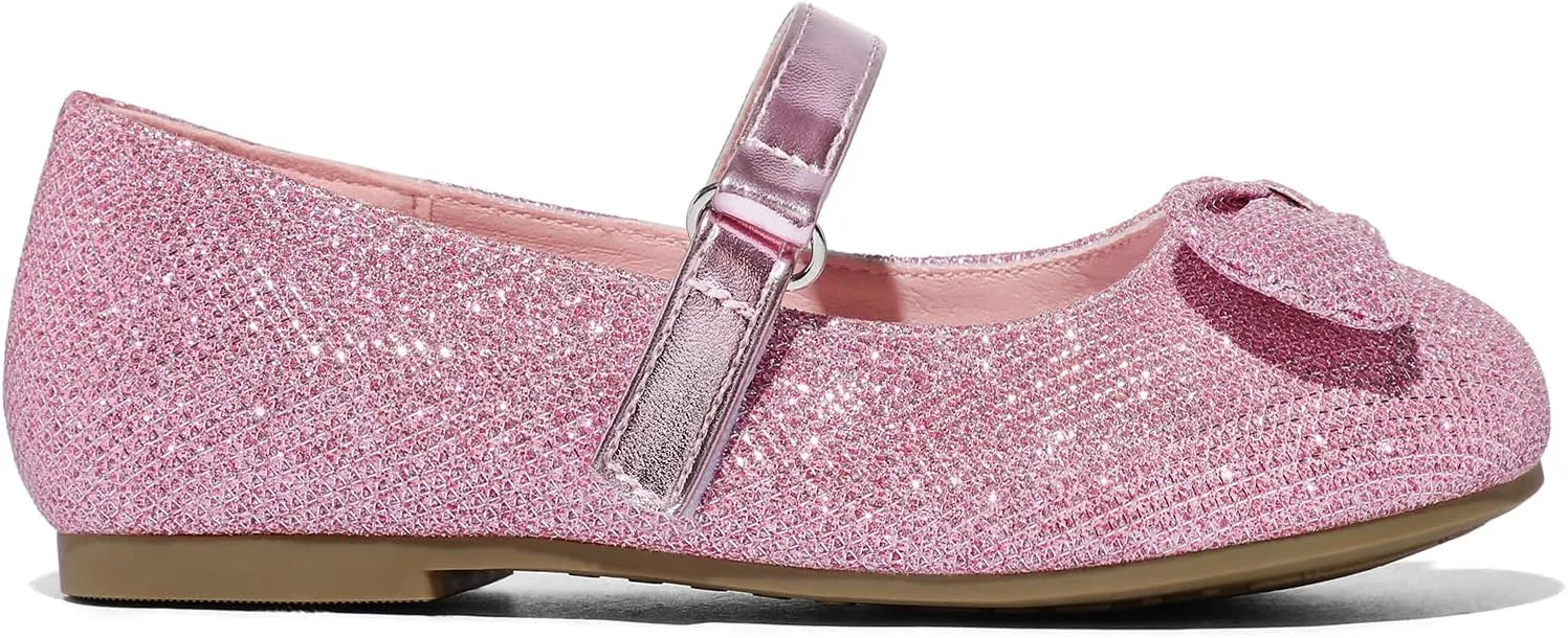 K KomForme Girl's Ballet Flats Non-Slip Soft Mary Jane Walking Party Dress Shoes for Toddler/Little Kid/Big Kid