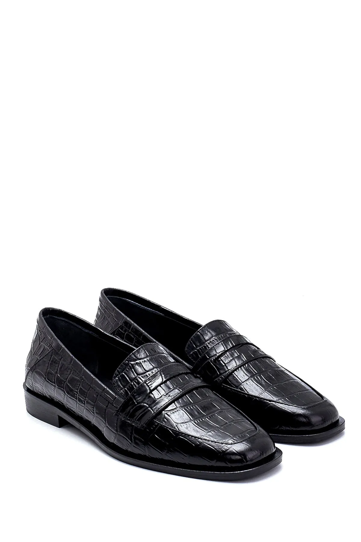 Kadın Deri Kroko Detaylı Loafer
