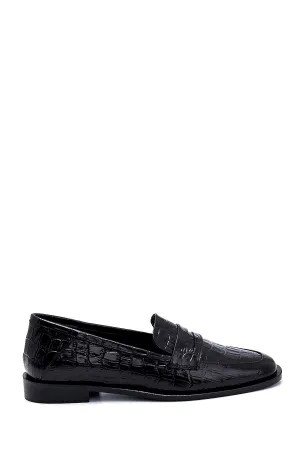 Kadın Deri Kroko Detaylı Loafer