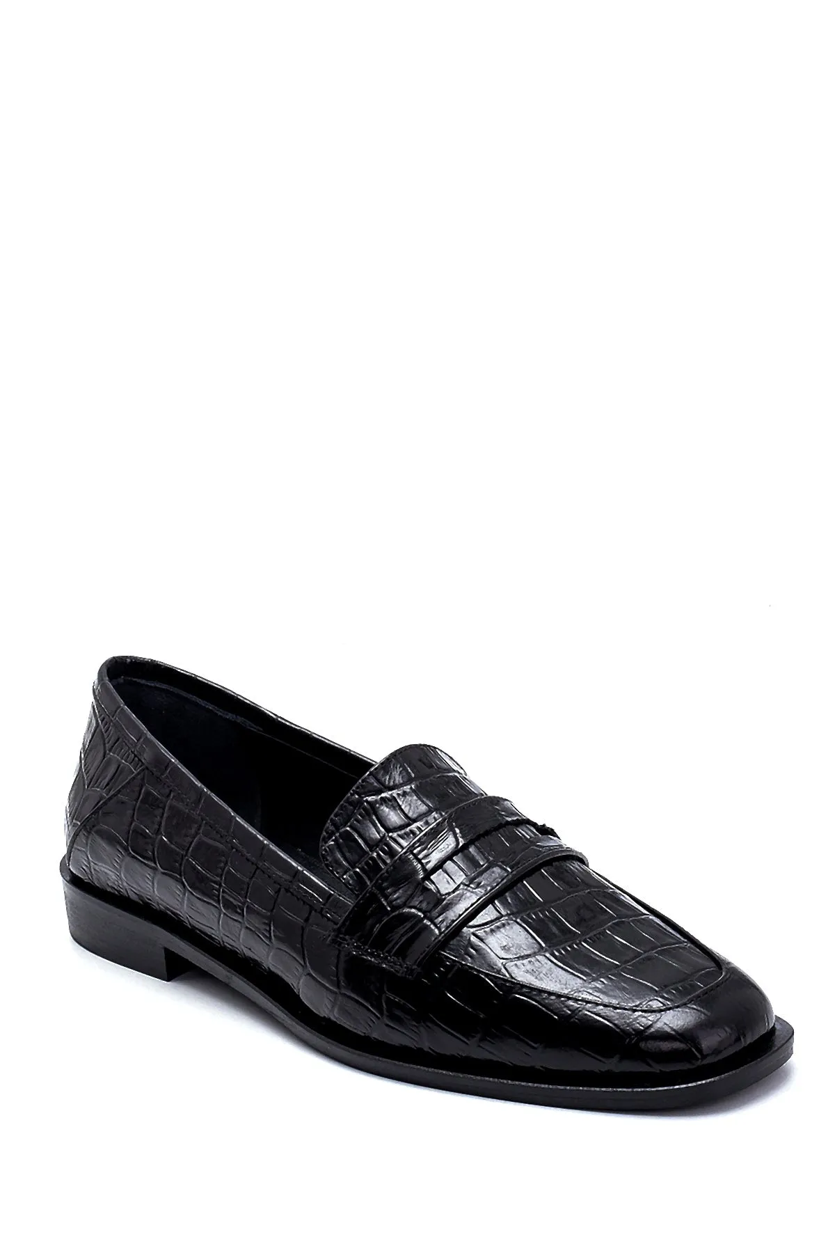 Kadın Deri Kroko Detaylı Loafer