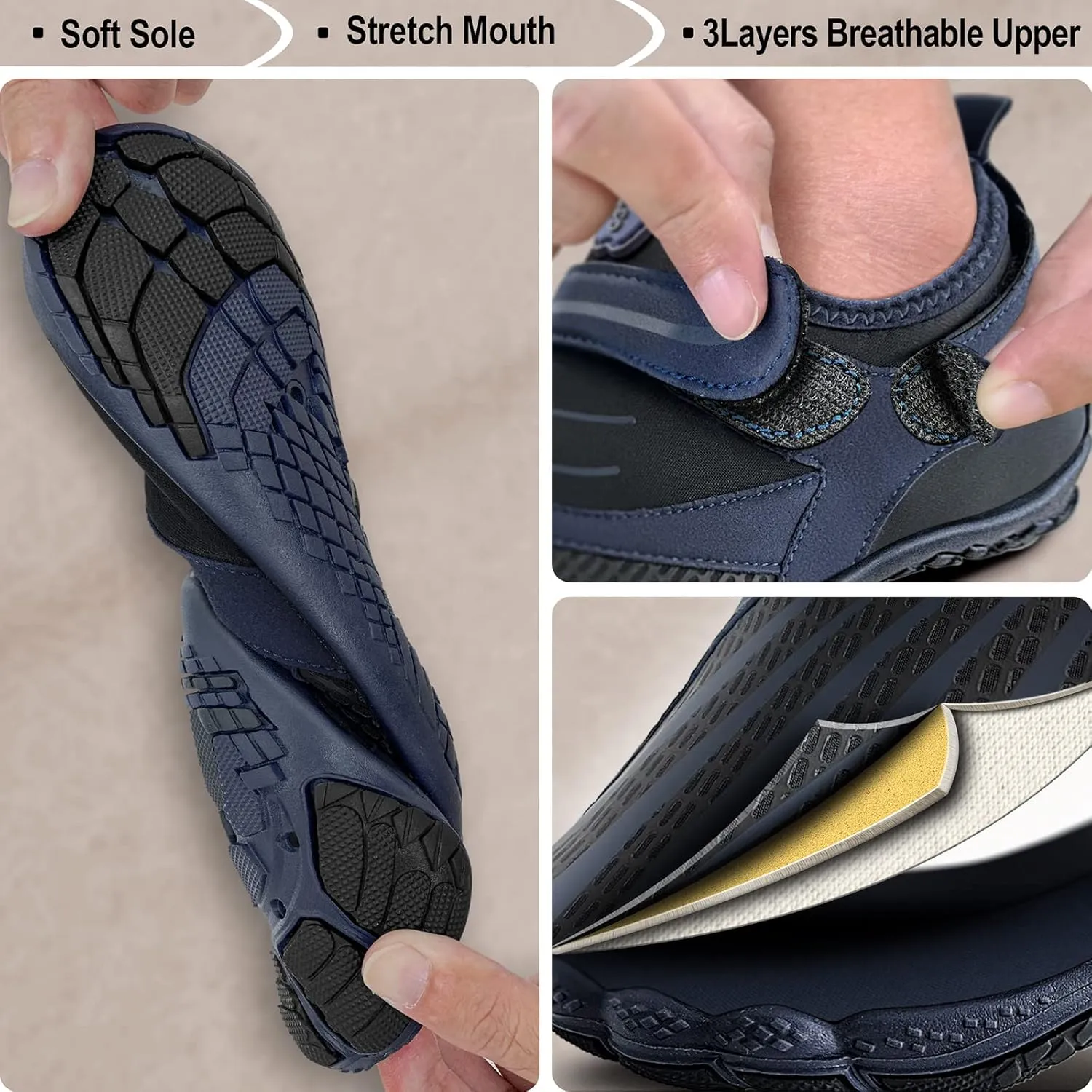 KEMISANT Mens Water Shoes, Unisex Barefoot Aqua Shoes for Men Women Beach Swimming Water Sport Shoes