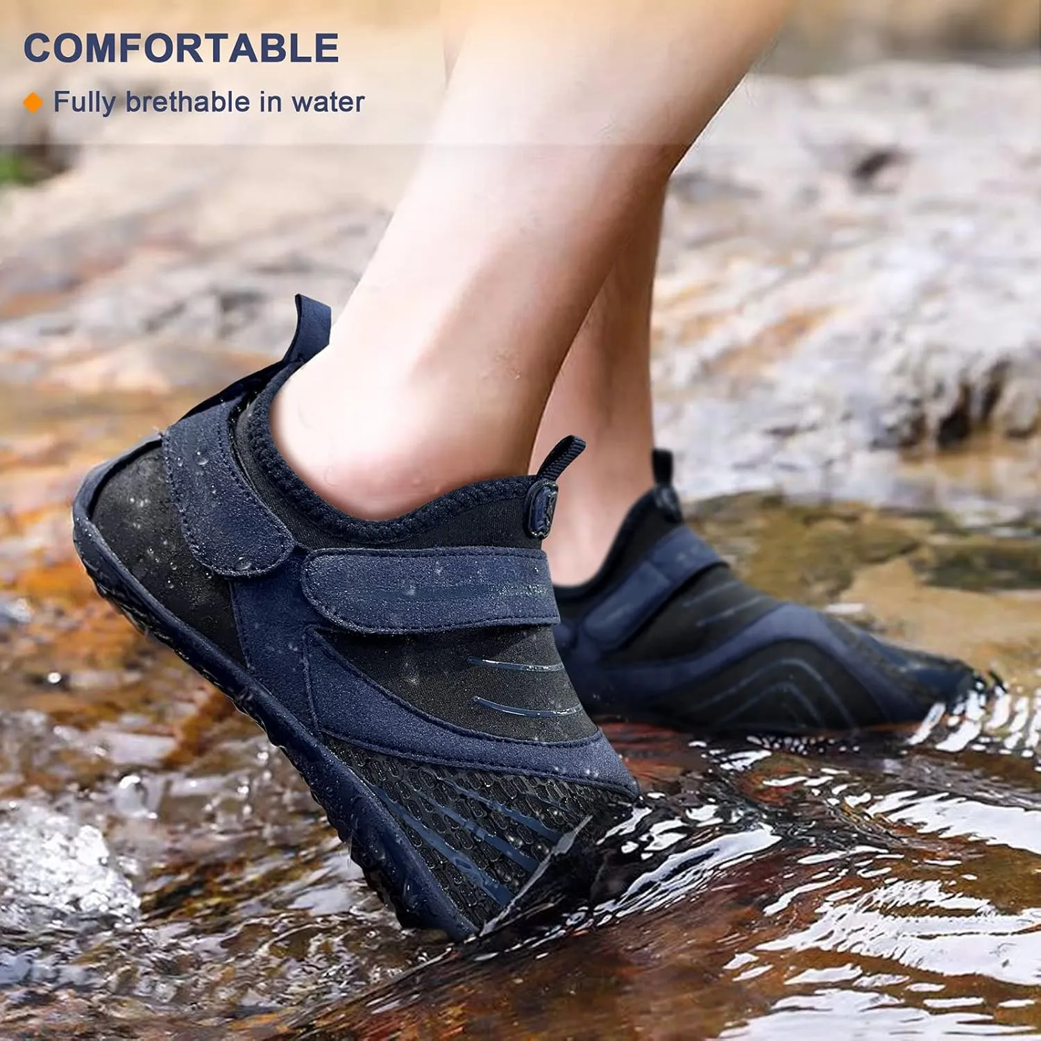 KEMISANT Mens Water Shoes, Unisex Barefoot Aqua Shoes for Men Women Beach Swimming Water Sport Shoes
