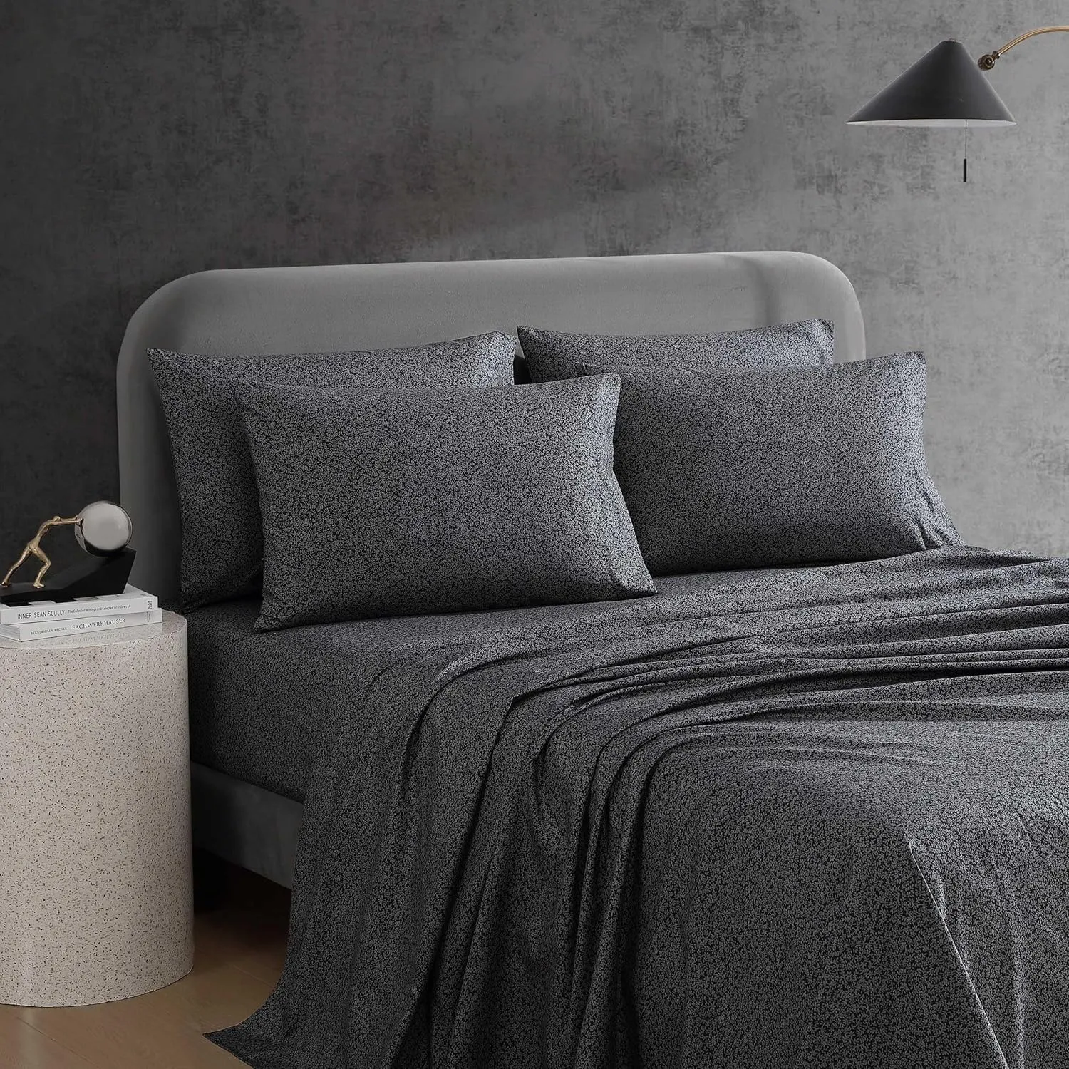 Kenneth Cole - Full Sheet Set, Super Soft Wrinkle-Resistant Bedding with Bonus Pillowcases, Floral Home Decor, Oeko-Tex Certified (Chill Flowers Charcoal, Full)