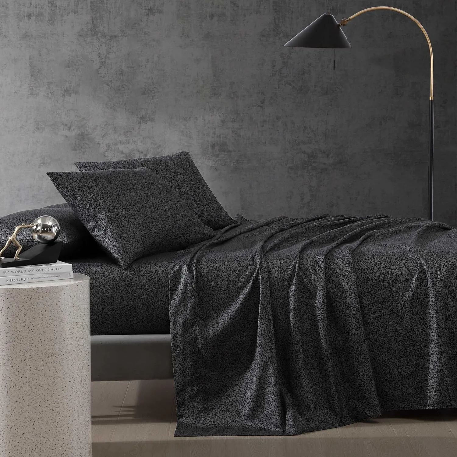 Kenneth Cole - Full Sheet Set, Super Soft Wrinkle-Resistant Bedding with Bonus Pillowcases, Floral Home Decor, Oeko-Tex Certified (Chill Flowers Charcoal, Full)