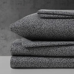 Kenneth Cole - Full Sheet Set, Super Soft Wrinkle-Resistant Bedding with Bonus Pillowcases, Floral Home Decor, Oeko-Tex Certified (Chill Flowers Charcoal, Full)