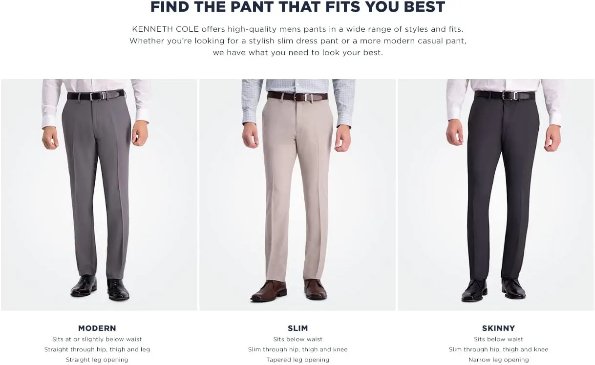 Kenneth Cole Men's Slim Fit Stretch Casual Pant
