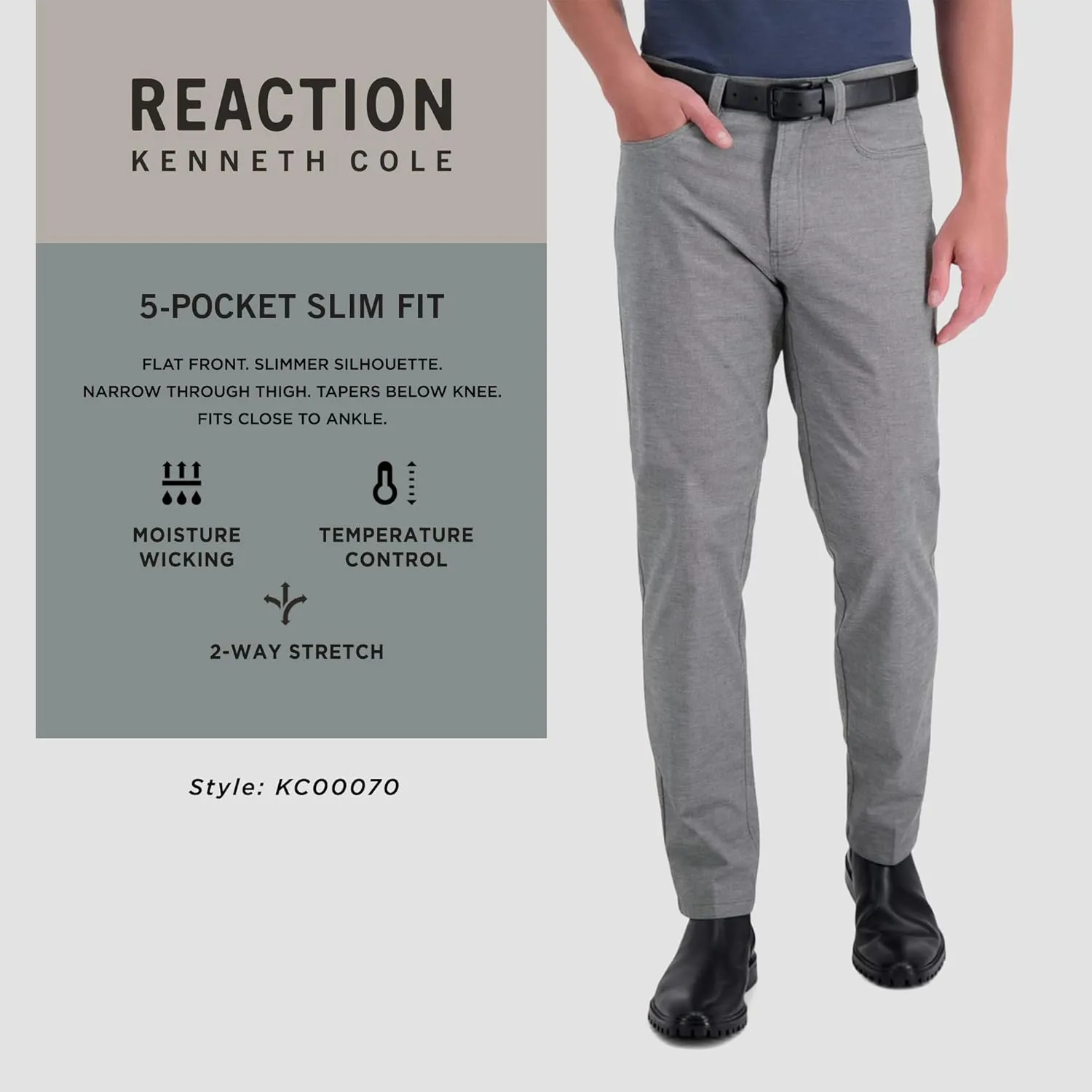 Kenneth Cole Men's Slim Fit Stretch Casual Pant
