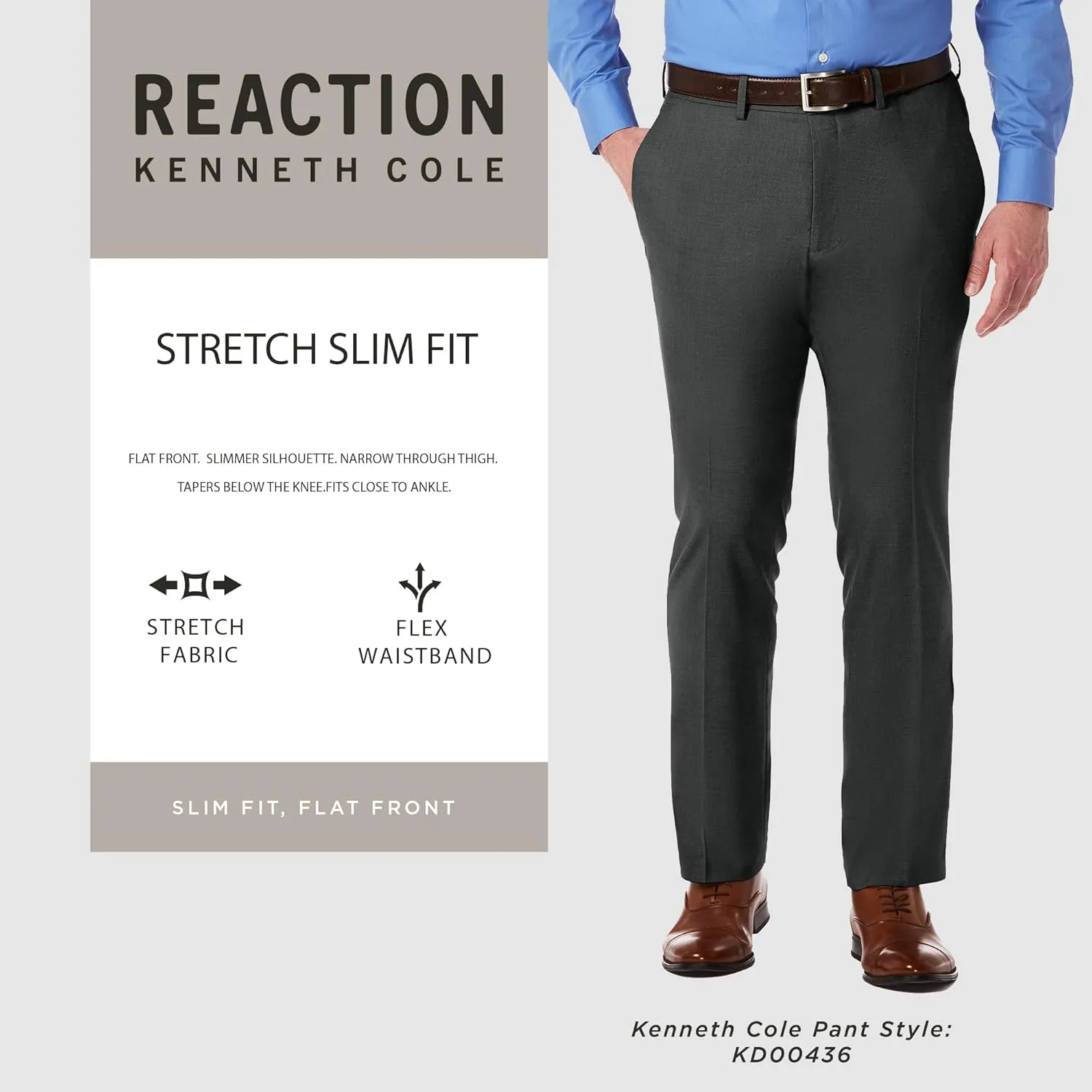 Kenneth Cole Men's Solid Performance Slim Fit Dress Pant