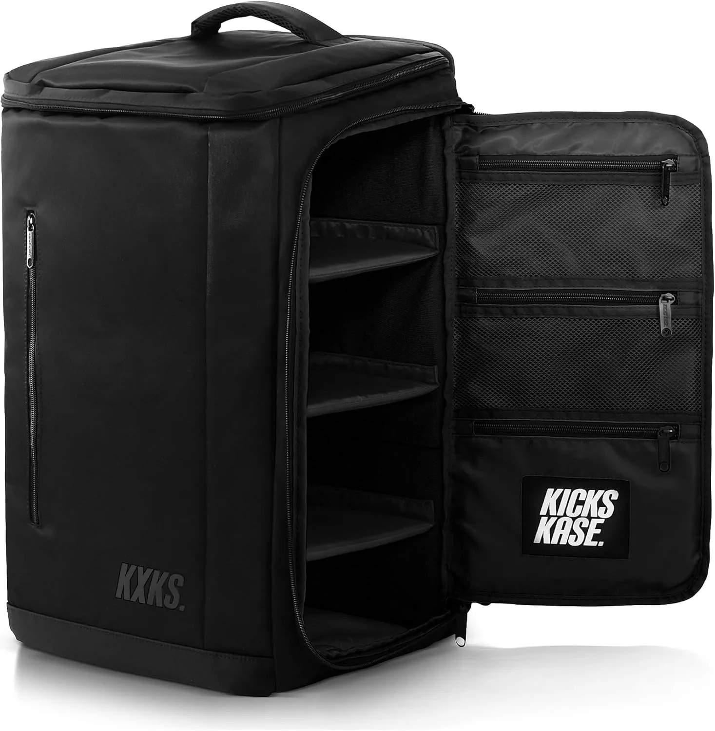 (Kicks Kase Premium Sneaker & Travel Backpack - Travel Sneaker Bag for Shoes, Perfect Gym Sports Bag, Luggage (Triple Black)