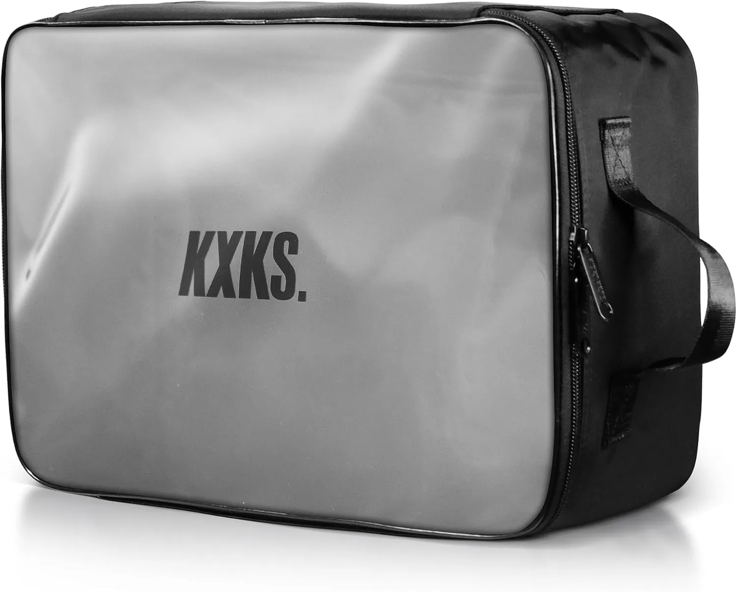 Kicks Kase Sneaker Travel Case, 9L Travel Bag Shoe Compartment For Men Women Fit Up To US Male Size 13 (Clear Top/Black)