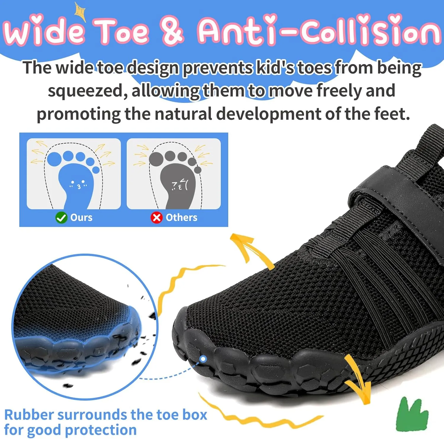 Kids Barefoot Shoes Boys Girls Footwear Toddler Shoes Wide Toe Box Hiking Flexible Zero Drop Sole Minimalist Sneakers Lightweight Breathable Slip On Running Tennis for Indoor Outdoor Little Big Kid