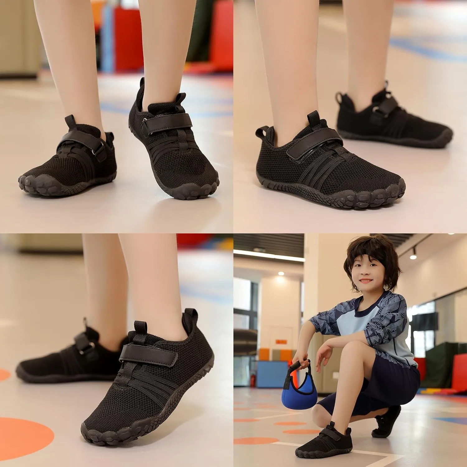 Kids Barefoot Shoes Boys Girls Footwear Toddler Shoes Wide Toe Box Hiking Flexible Zero Drop Sole Minimalist Sneakers Lightweight Breathable Slip On Running Tennis for Indoor Outdoor Little Big Kid