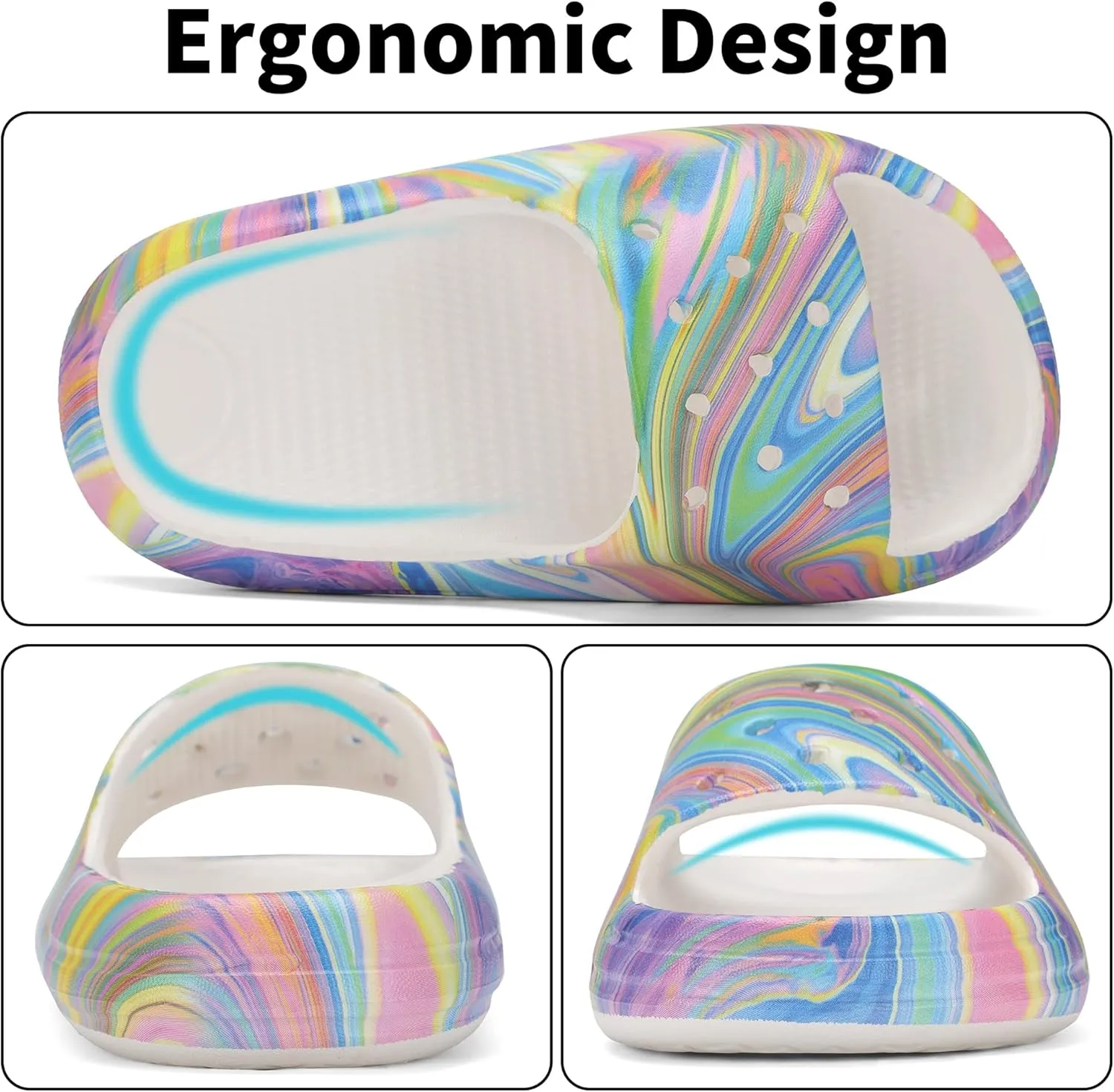 Kids Cloud Slides Boys Girls Non Slip Slip On Shower Sandals, Comfort Slippers for Summer, Pool, Beach, and Water Activities