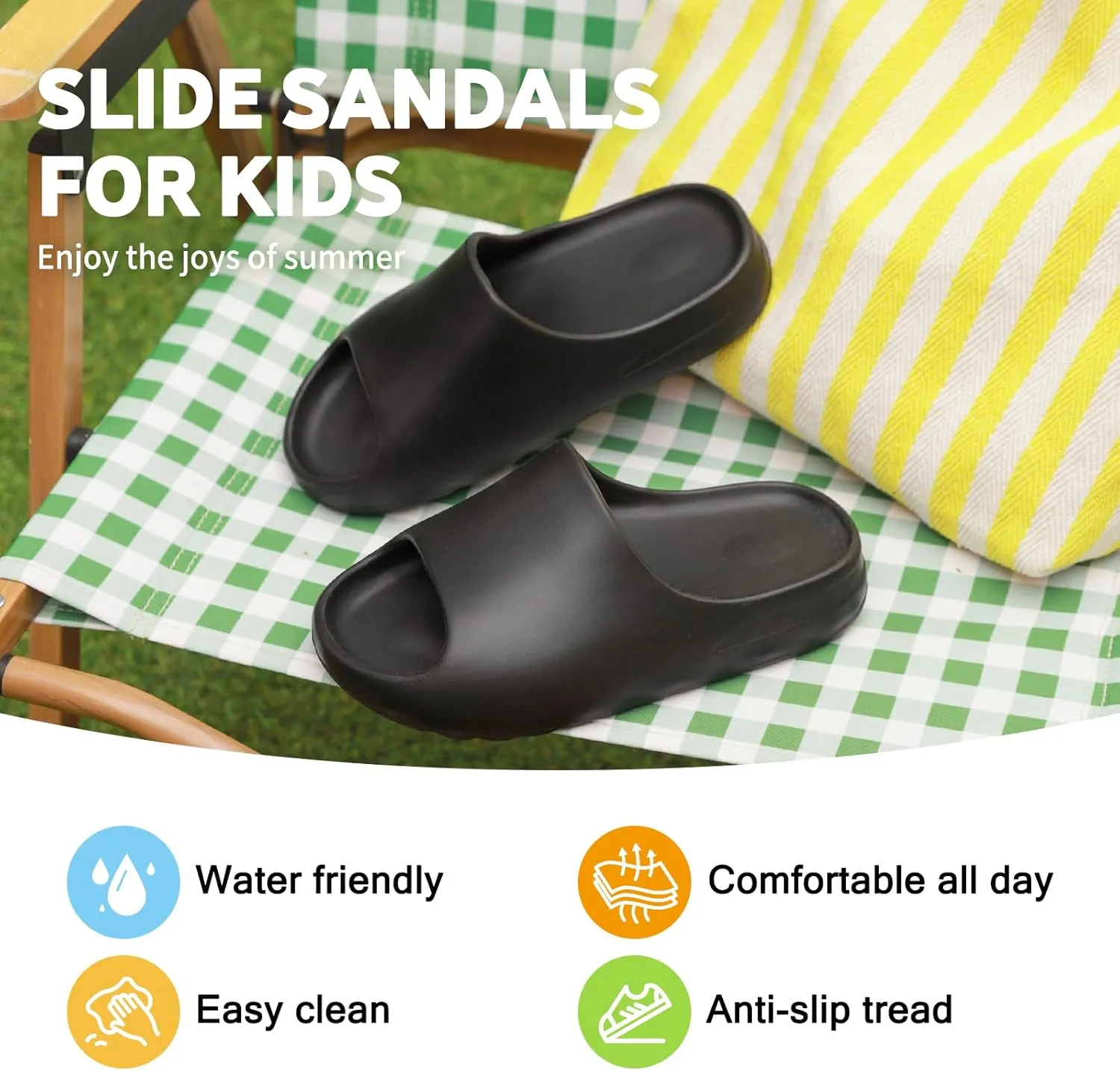 Kids Cloud Slides, Non-Slip Pillow Slippers for Girls Boys Thick Sole Open Toe Slides Shower Shoes for Indoor Outdoor Bathroom Pool Beach Slippers