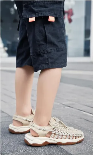 Kid's Rope Sandals for Boy's & Girl's Summer Closed Toe Sandals Outdoor Beach Sports Sandal Water Lightweight Woven Shoes