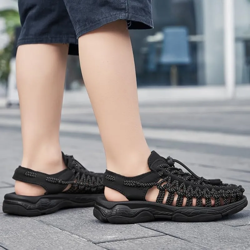 Kid's Rope Sandals for Boy's & Girl's Summer Closed Toe Sandals Outdoor Beach Sports Sandal Water Lightweight Woven Shoes