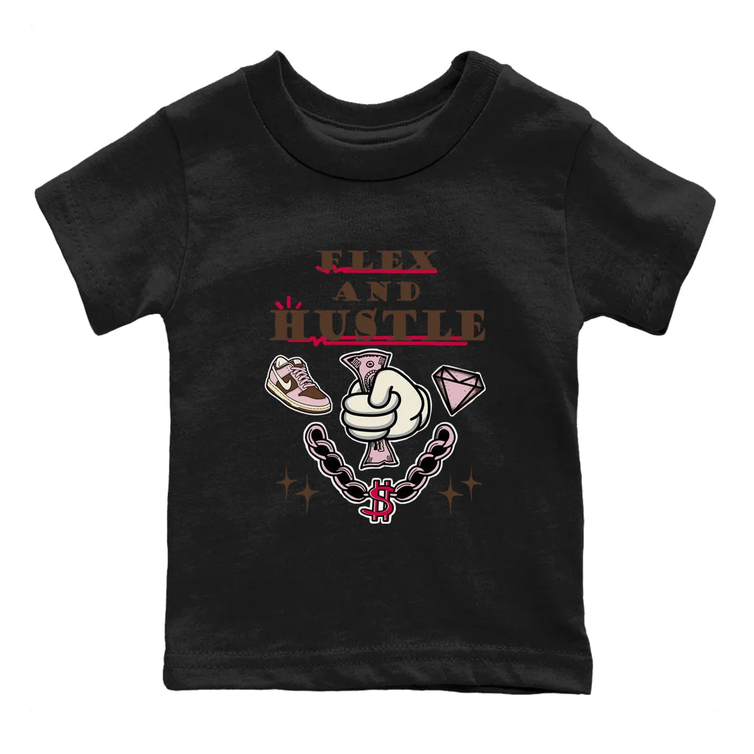 Kids SNRT Hustle Dunk And Cacao - And Pink Foam Functional Client-focused service Tees Flex Wow Sneaker