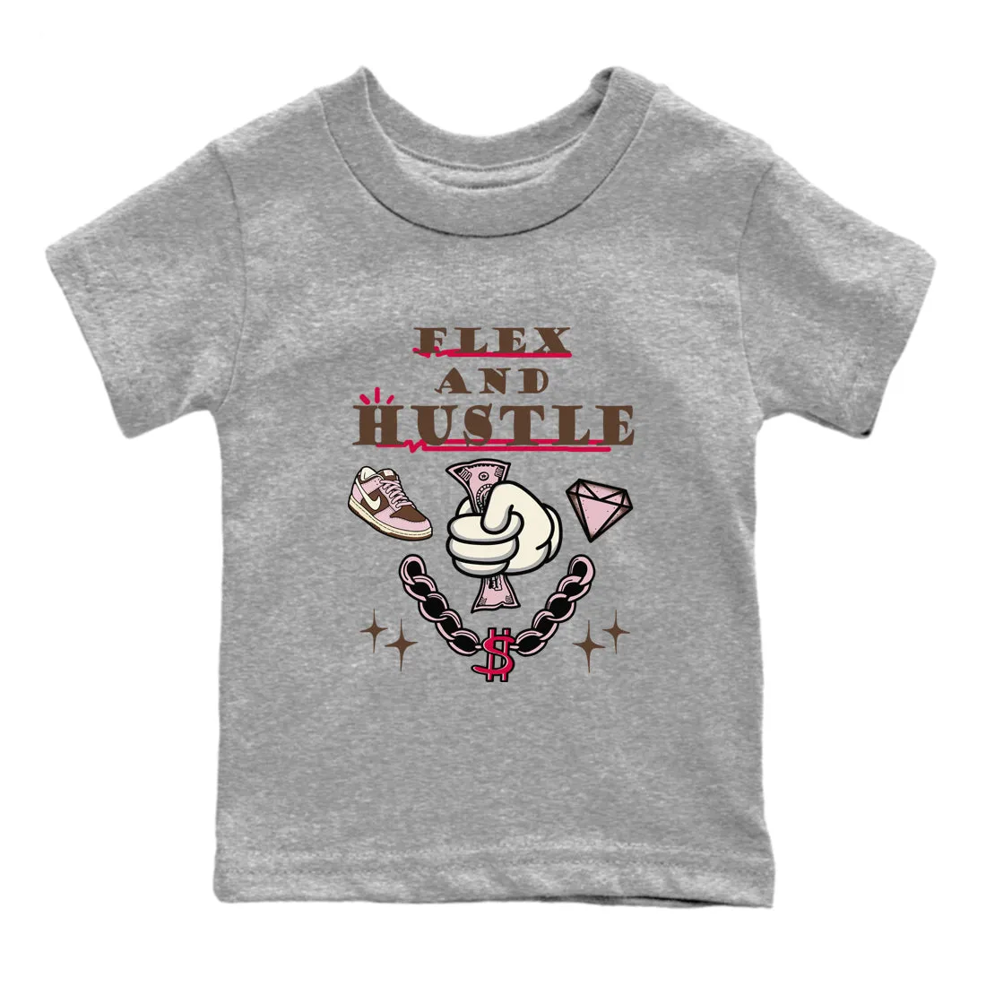 Kids SNRT Hustle Dunk And Cacao - And Pink Foam Functional Client-focused service Tees Flex Wow Sneaker
