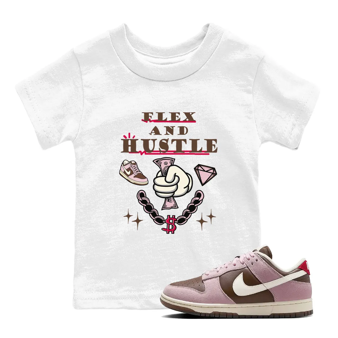 Kids SNRT Hustle Dunk And Cacao - And Pink Foam Functional Client-focused service Tees Flex Wow Sneaker