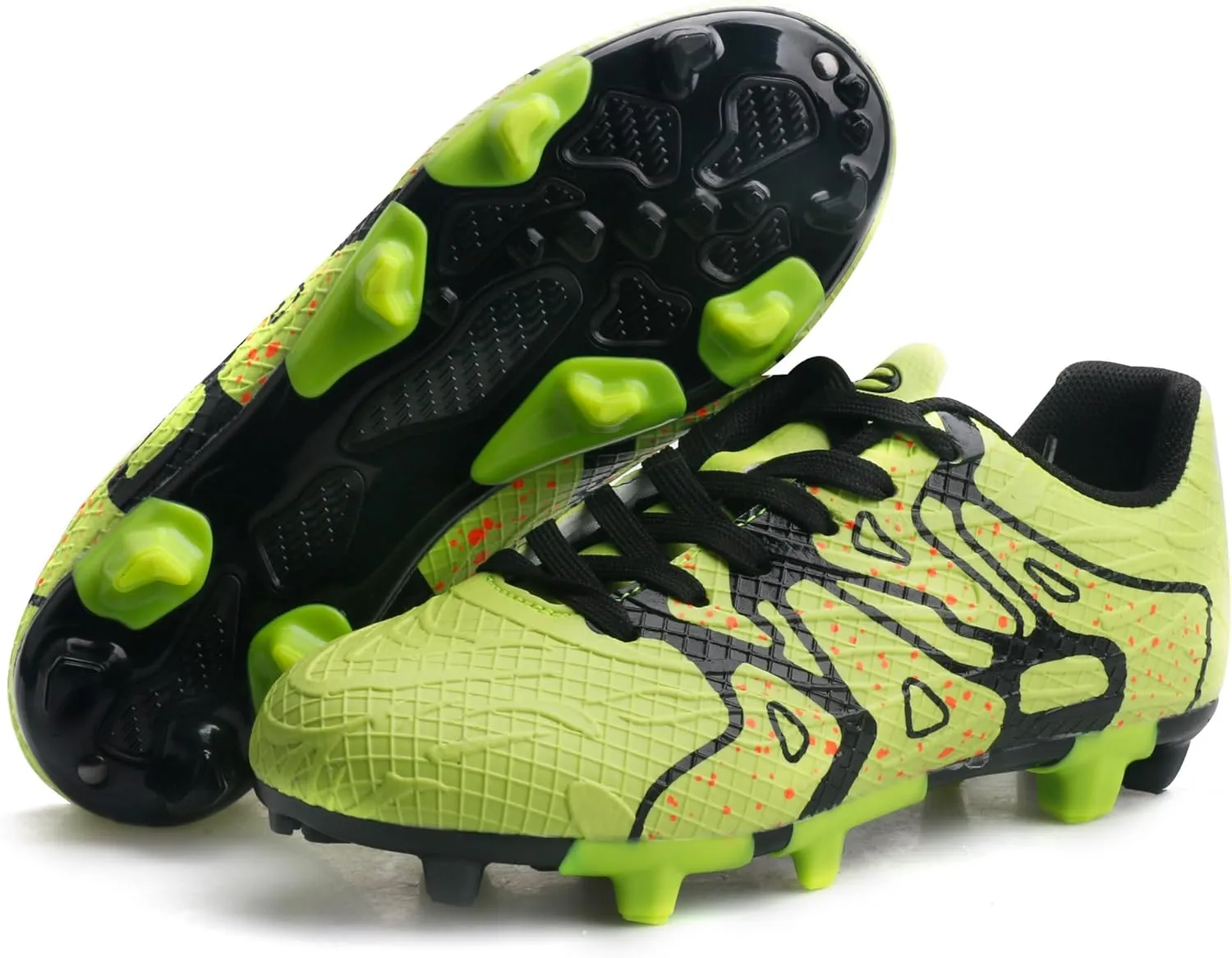 Kids Soccer Cleats Outdoor FG/AG Football Shoes Firm/Artificial Ground Little/Big Boys Girls Yellow/Black 4.5(M) US