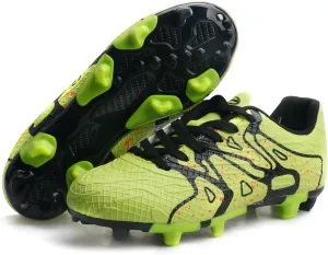 Kids Soccer Cleats Outdoor FG/AG Football Shoes Firm/Artificial Ground Little/Big Boys Girls Yellow/Black 4.5(M) US