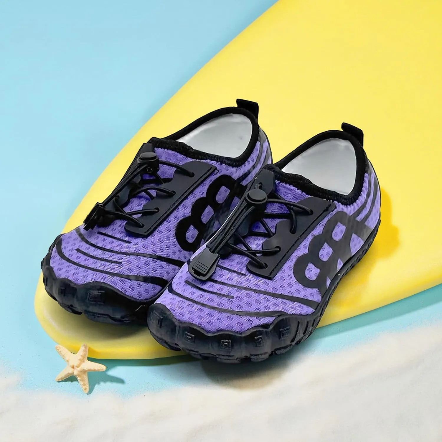 Kids Water Shoes Boys Girls Quick-Dry Beach Lightweight Toddler Barefoot Shoes Slip On Soft Walking Sneakers for Swim Beach Pool Black