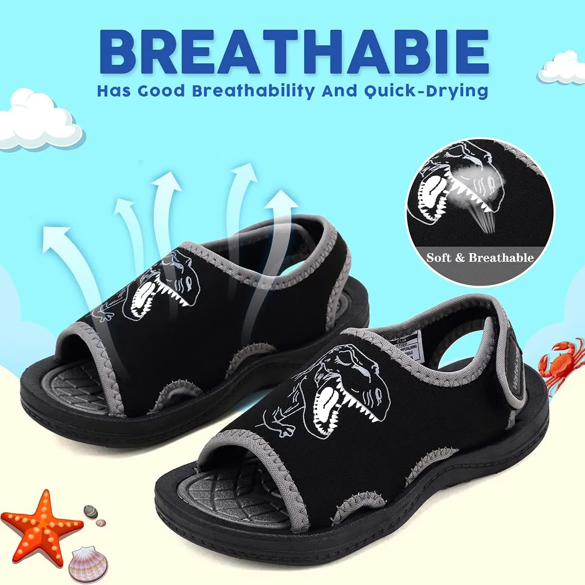 Kids Water Shoes Toddler Boys Girls Quick-Dry Non-Slip Sport Sandals for Beach Swim Pool