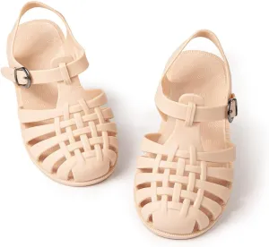 KIDSUN Toddler Girls Jelly Sandals Closed Toe Water Beach Summer Shoes Soft Rubber Sole Mary Jane Dress Shoes Princess Flat