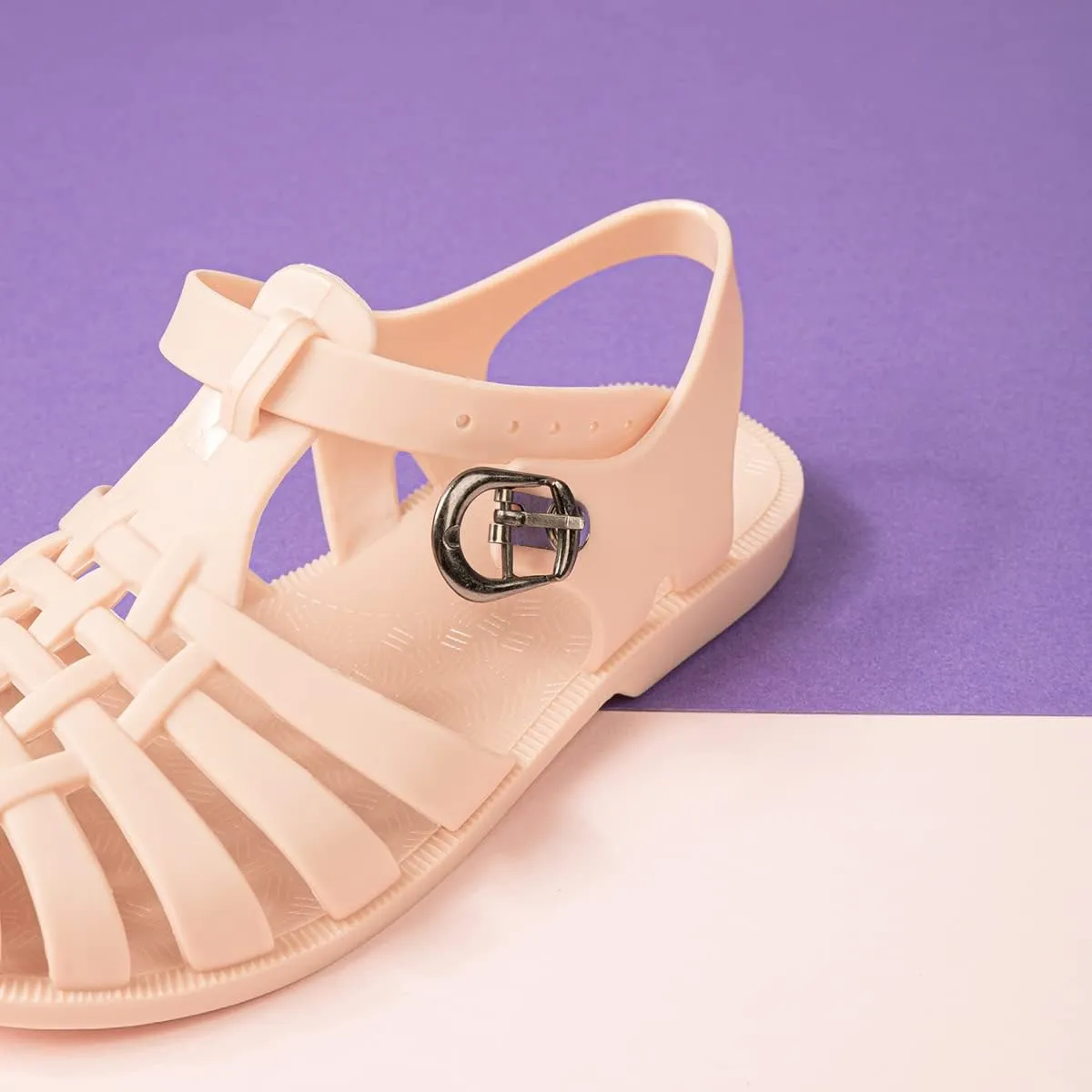 KIDSUN Toddler Girls Jelly Sandals Closed Toe Water Beach Summer Shoes Soft Rubber Sole Mary Jane Dress Shoes Princess Flat