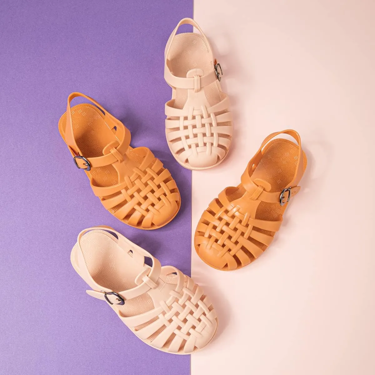 KIDSUN Toddler Girls Jelly Sandals Closed Toe Water Beach Summer Shoes Soft Rubber Sole Mary Jane Dress Shoes Princess Flat