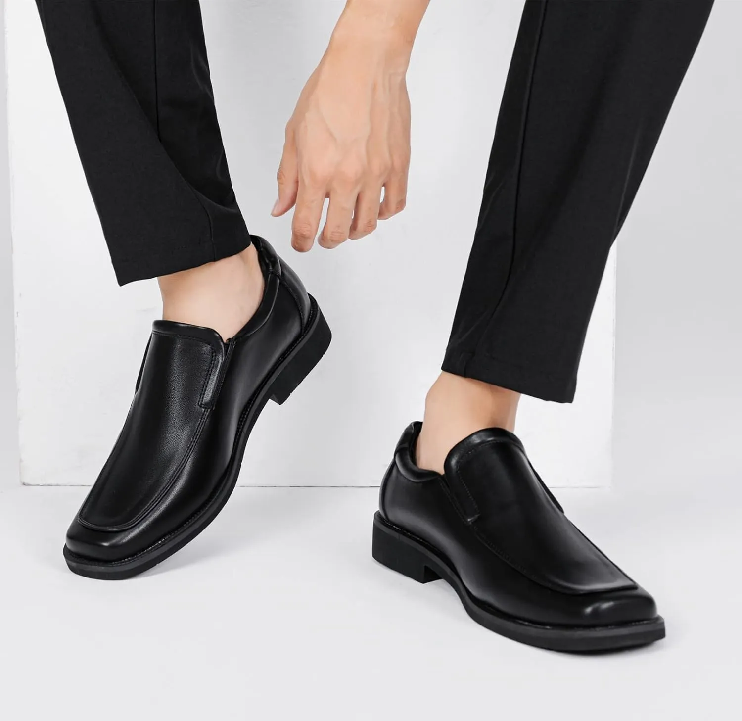 kkdom Men's Classic Leather Lined Formal Oxfords Slip on Dress Shoes