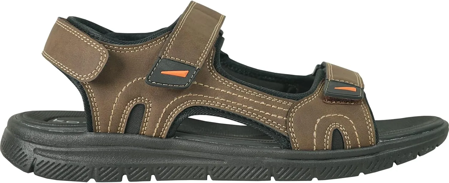 KOZI Men Classic Casual Sandal River Sandal SPORTSMAN Open Toe Adjustable Hook-and-Loop Strap Black Coffee Navy