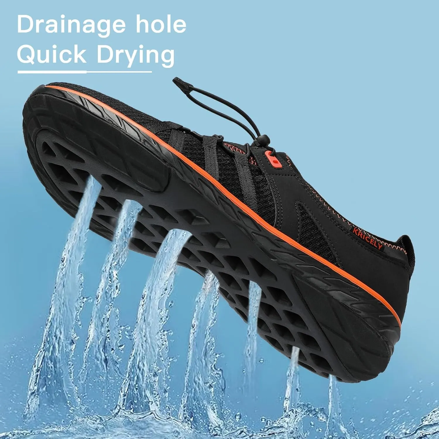 Kricely Water Shoes Men Quick Dry Aqua Shoes Swim Shoes for Men Non-Slip Beach Shoes Outdoor for Surfing